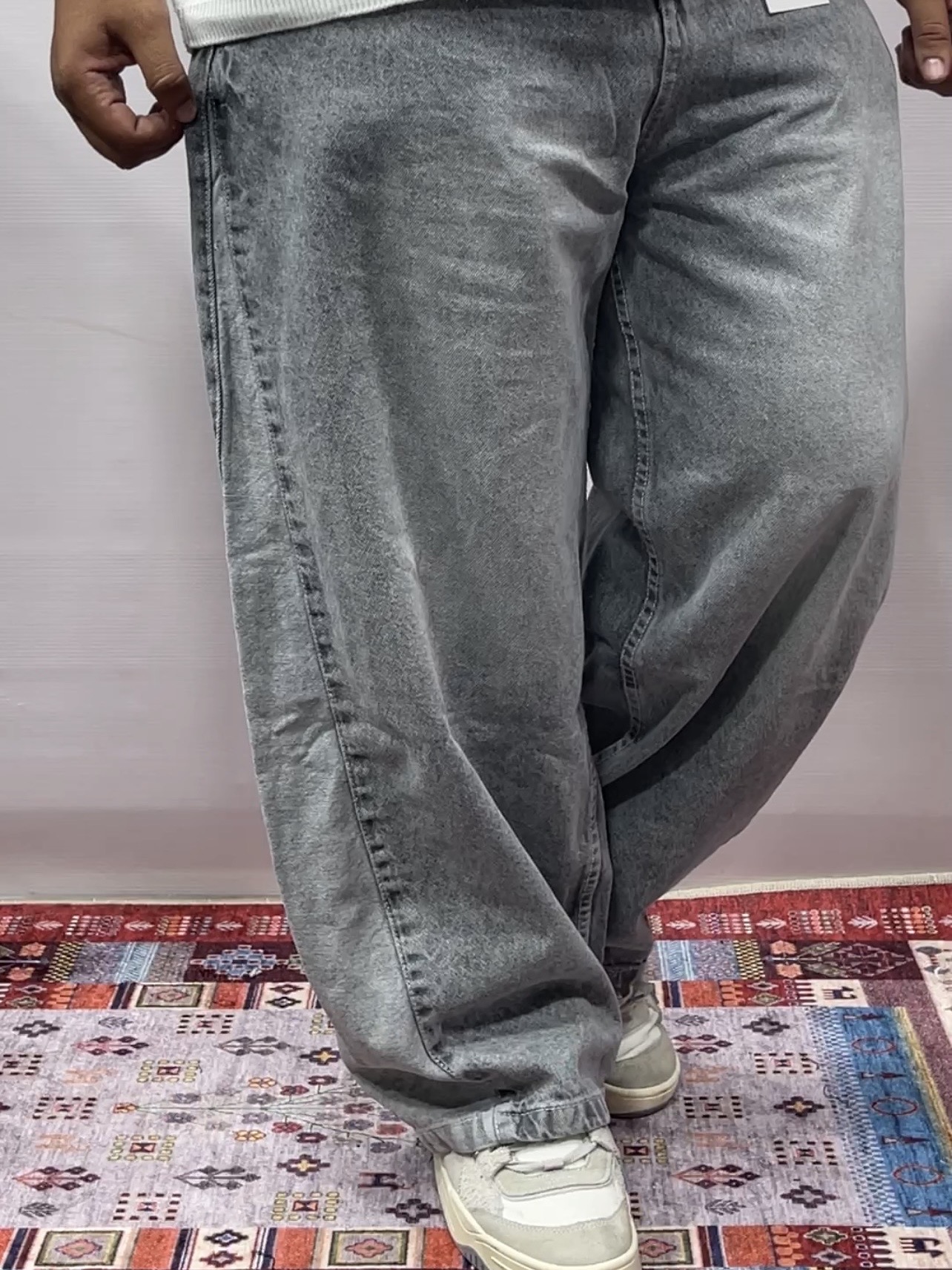 Grey Washed Baggy Jeans